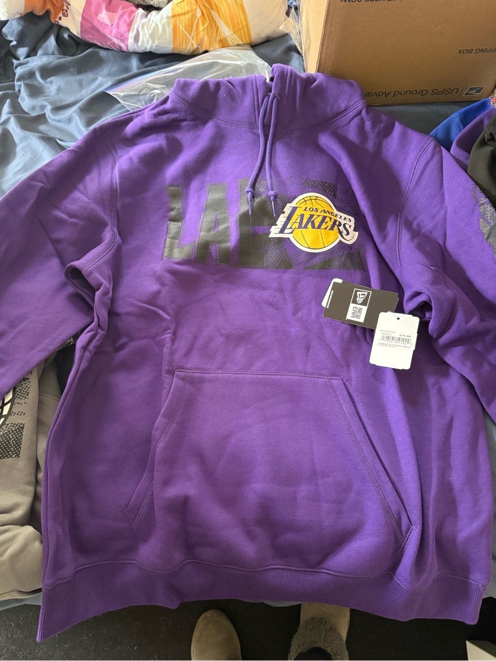 Los Angeles Lakers Hoodie Pullover Mens XL Purple NBA Basketball Fanatics NEW